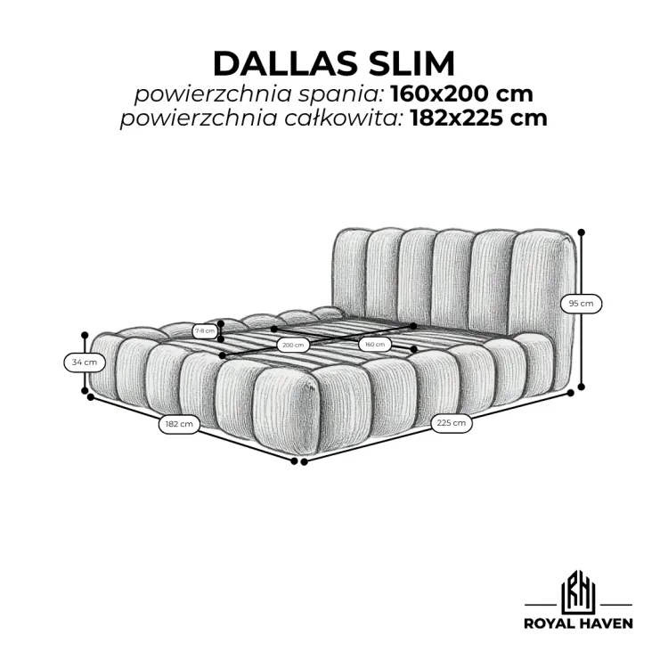 Łóżko tapicerowane 160x200 DALLAS SLIM