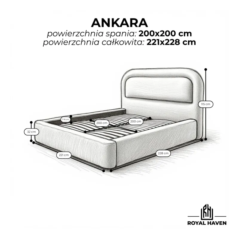 Łóżko tapicerowane 200x200 ANKARA