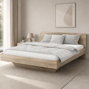 [OUTLET] Łóżko lewitujące 160x200 dąb sonoma RIBO z płyty meblowej