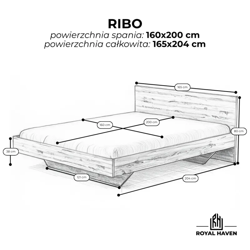 Łóżko lewitujące 160x200 dąb sonoma RIBO