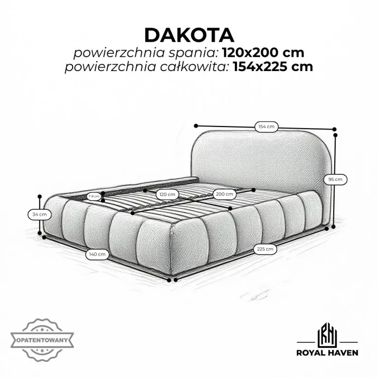 Łóżko tapicerowane 120x200 DAKOTA