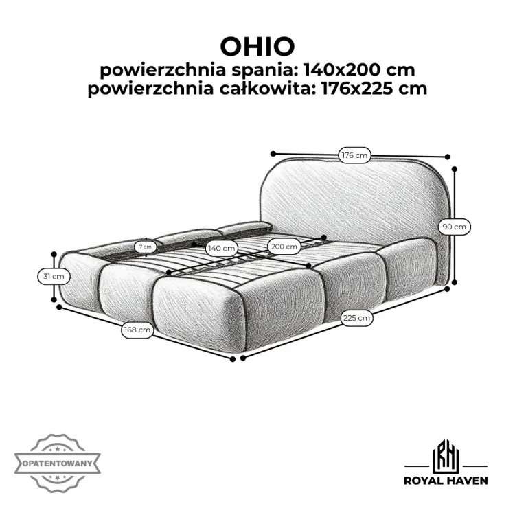 Łóżko tapicerowane 140x200 OHIO