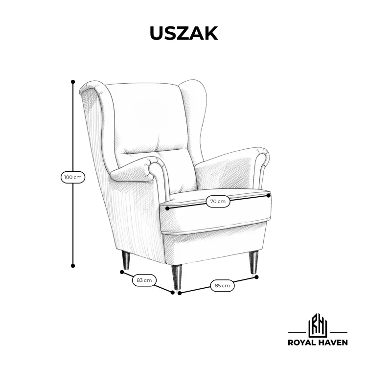 Fotel USZAK klasyczny w paski - idealny do salonu lub sypialni