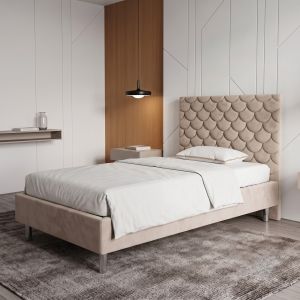 Łóżko tapicerowane hotelowe 90x200 AMBER Shell beżowe Polska produkcja możliwość łączenia kolor do wyboru