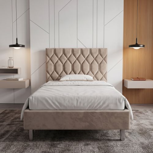 Łóżko tapicerowane hotelowe 90x200 AMBER Geometric beżowe Polska produkcja możliwość łączenia kolor do wyboru