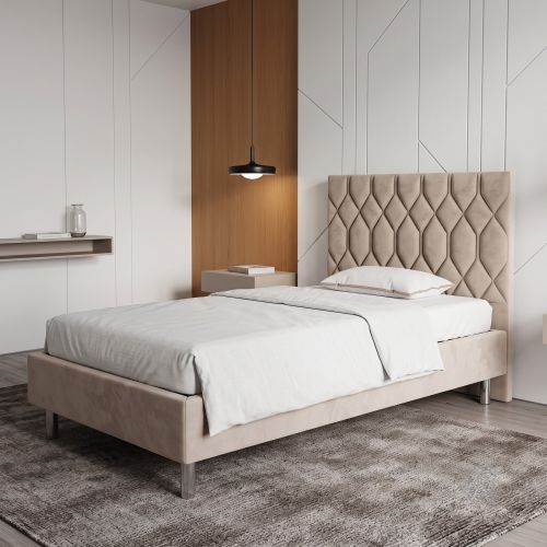 Łóżko tapicerowane hotelowe 90x200 AMBER Geometric beżowe Polska produkcja możliwość łączenia kolor do wyboru