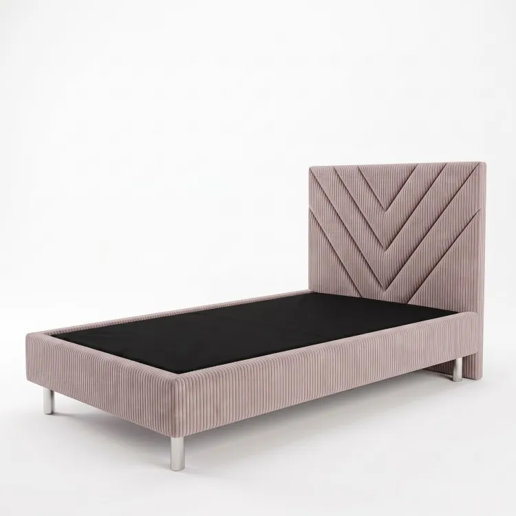 [OUTLET] Łóżko tapicerowane hotelowe 90x200 AMBER Chevron różowe Lincoln 61 Polska produkcja możliwość łączenia