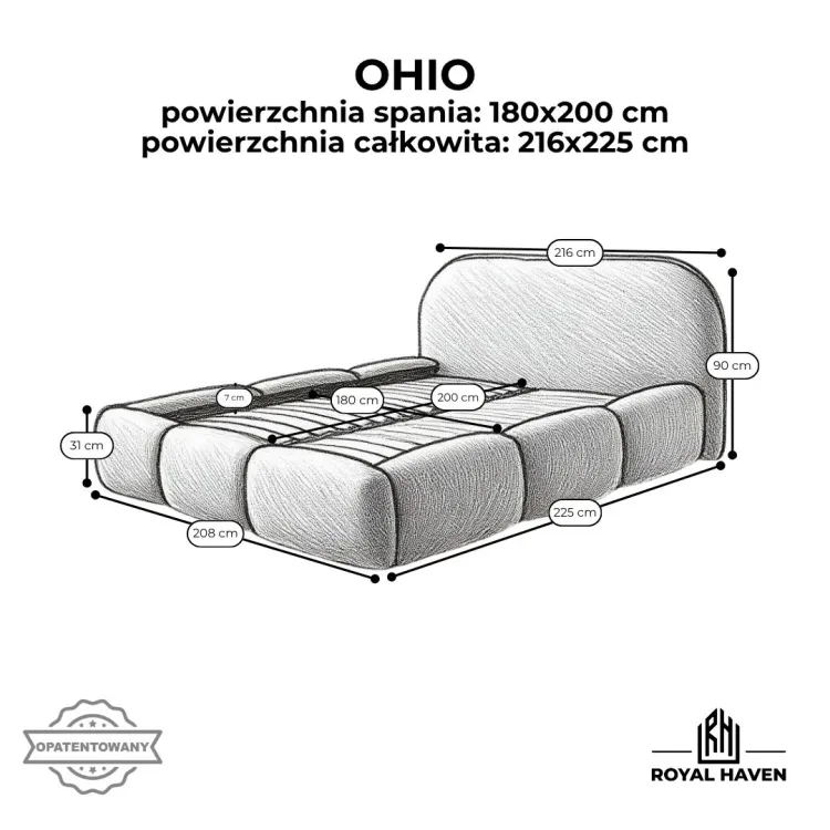 Łóżko tapicerowane 180x200 OHIO