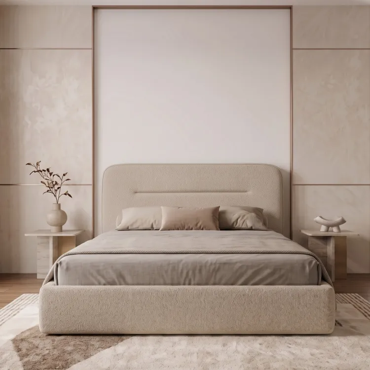 Łóżko tapicerowane ORION SLIM 200x200 beżowe ze stelażem i pojemnikiem Polska produkcja kolor do wyboru