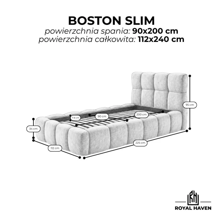 Łóżko tapicerowane 90x200 dziecięce BOSTON