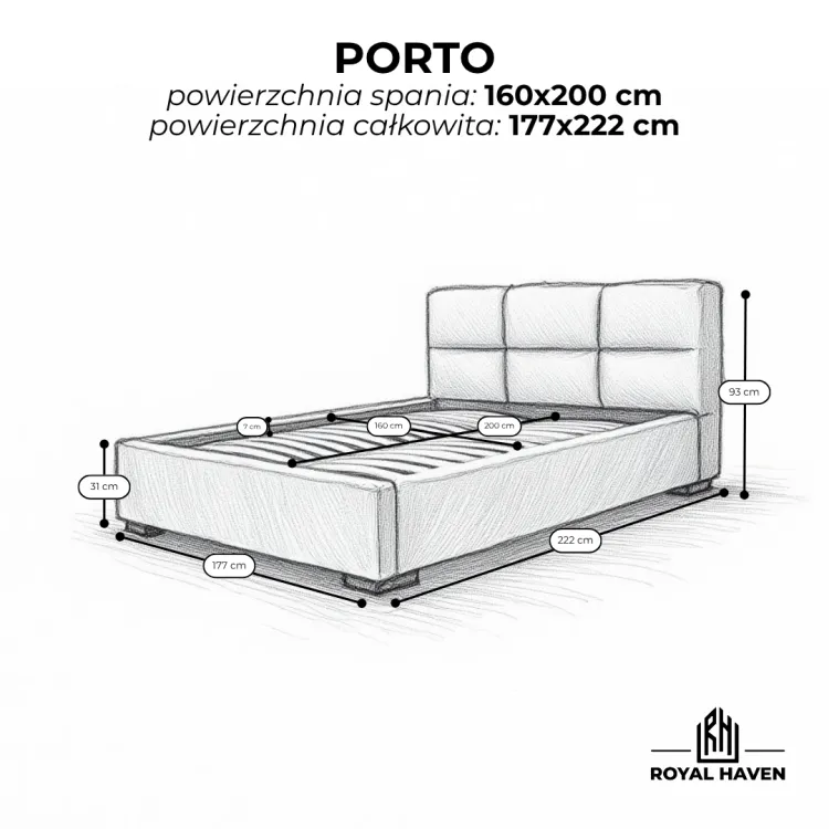 Łóżko tapicerowane 160x200 PORTO