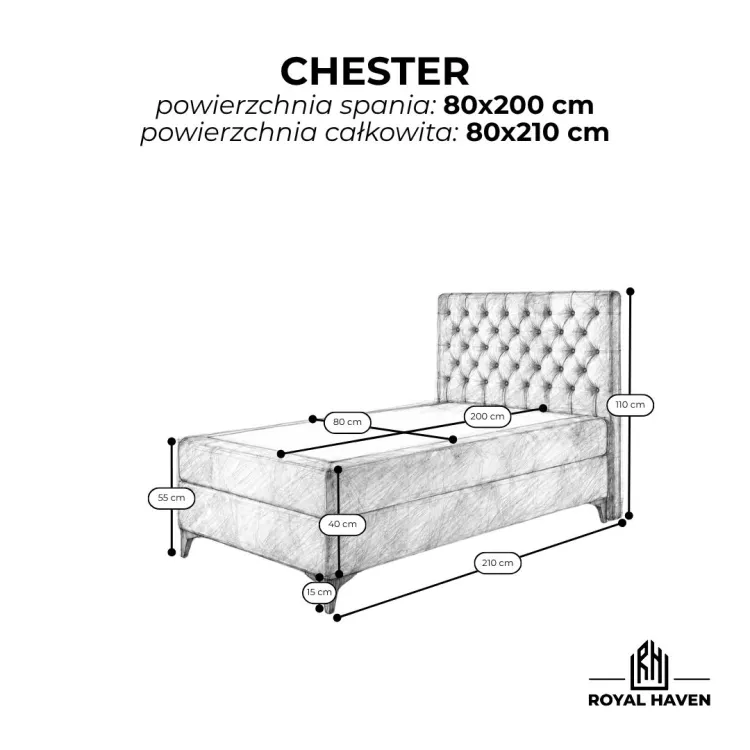 Łóżko kontynentalne 80x200 CHESTER