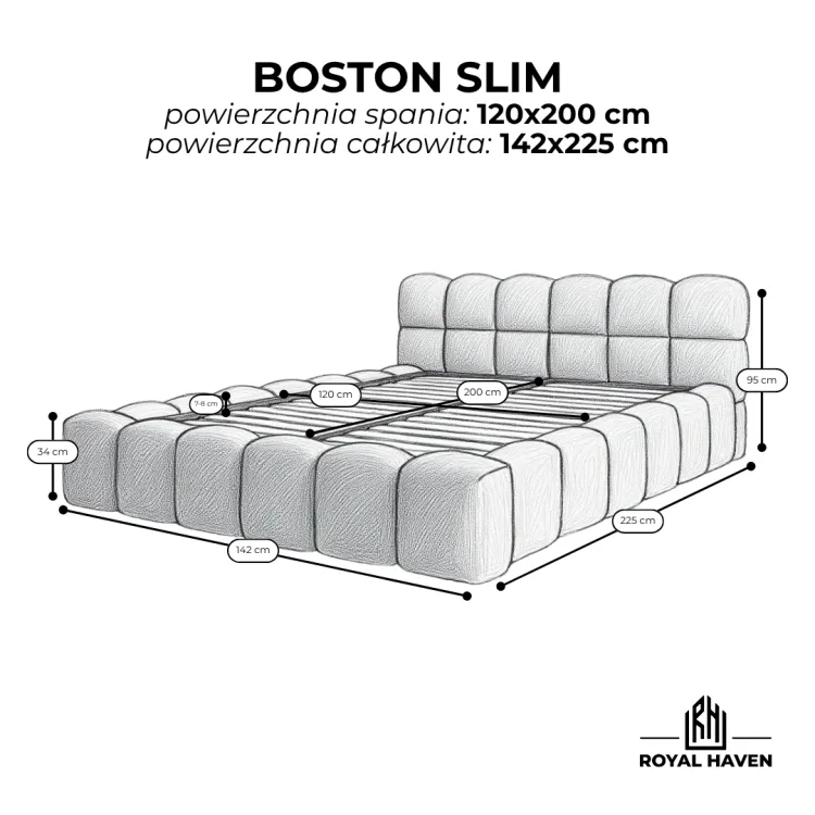 Łóżko tapicerowane 120x200 BOSTON SLIM