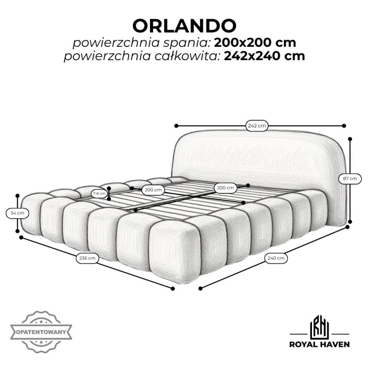 Łóżko tapicerowane 200x200 ORLANDO