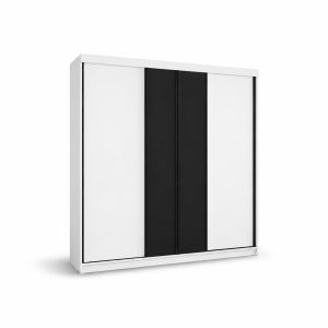 Szafa Przesuwna MONAKO Black 200 cm Biała z Czarnymi Frontami