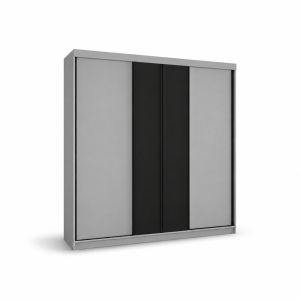 Szafa Przesuwna MONAKO Black 200 cm Szara z Czarnymi Frontami