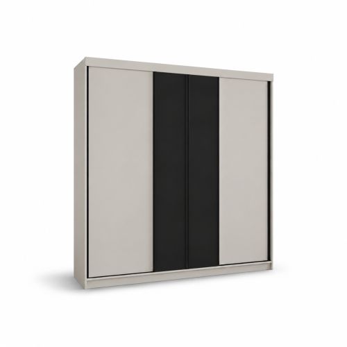 Szafa Przesuwna MONAKO Black 200 cm Kaszmirowa z Czarnymi