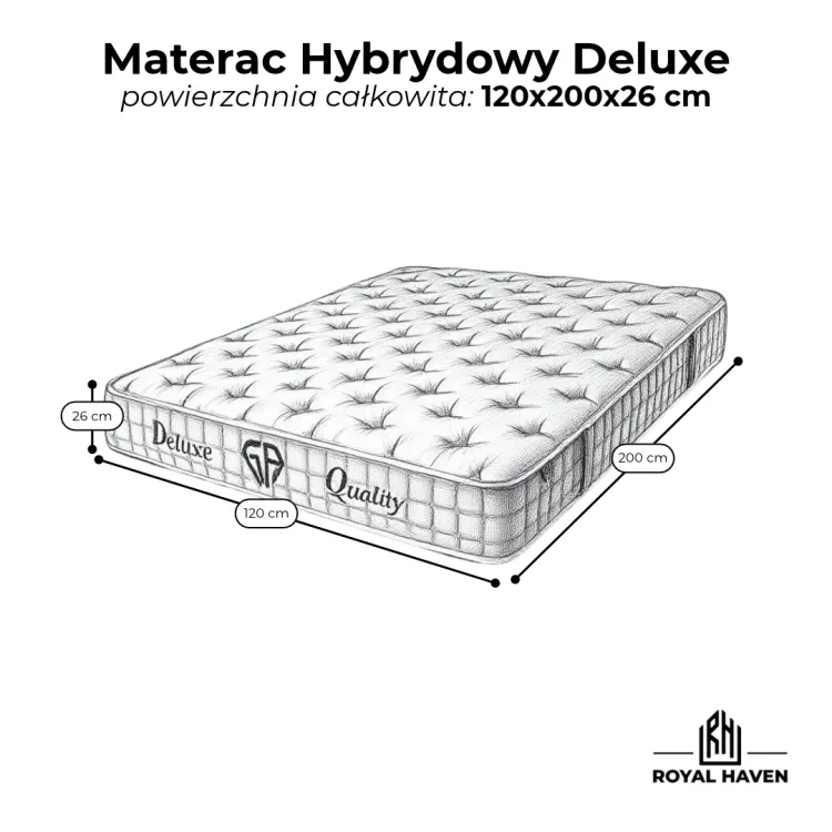 Materac Hybrydowy 120x200 H3 Średnio Twardy