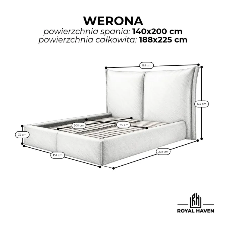 Łóżko tapicerowane WERONA ze stelażem i pojemnikiem Polska produkcja kolor do wyboru