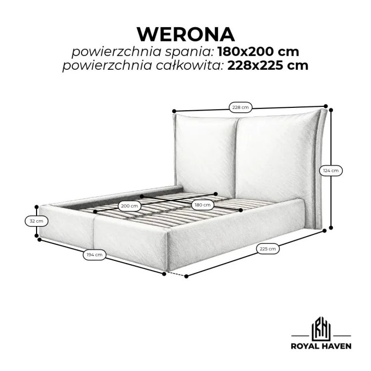 Łóżko tapicerowane WERONA ze stelażem i pojemnikiem Polska produkcja kolor do wyboru