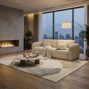 Sofa ALESSI z funkcją spania i pojemnikiem na pościel - tkanina Quelle 03 (beżowa)