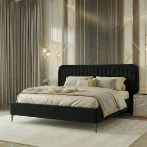 Łóżko tapicerowane czarne 200x200 ARIZONA I ze stelażem