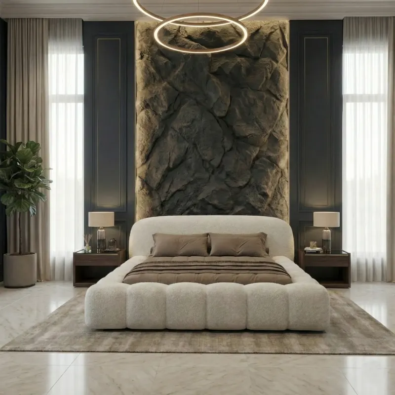 Łóżko tapicerowane beżowe 140x200 ORLANDO