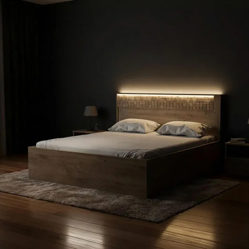 Łóżko drewniane 160x200 RIBANO z pojemnikiem na pościel