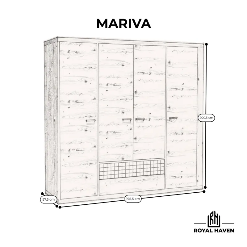 Szafa 4-drzwiowa dąb ribbeck MARIVA