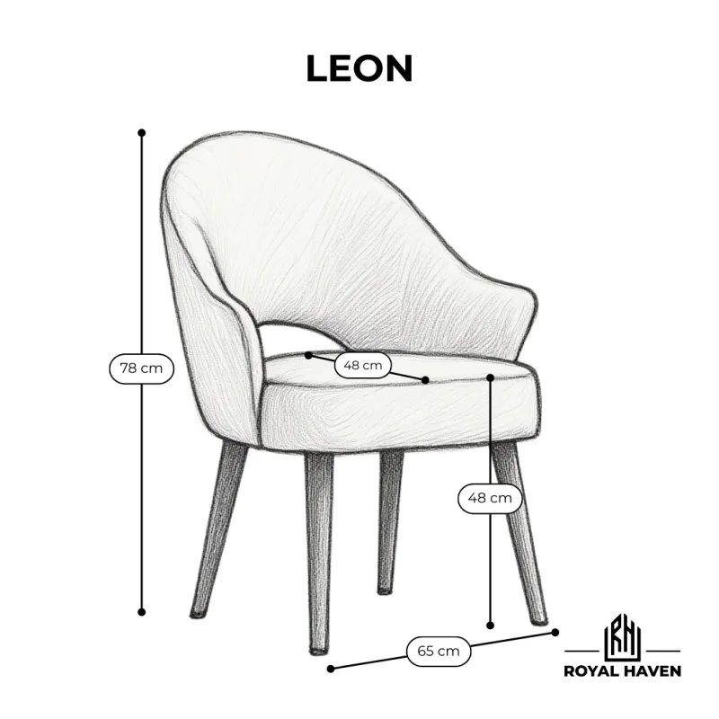 Krzesło tapicerowane LEON beżowe boucle drewno nowoczesne