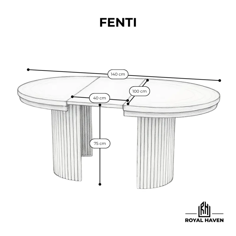 Stół jadalniany okrągły FENTI - nowoczesny, kaszmirowy, rozkładany 100-180 cm, dostępny w 3 kolorach