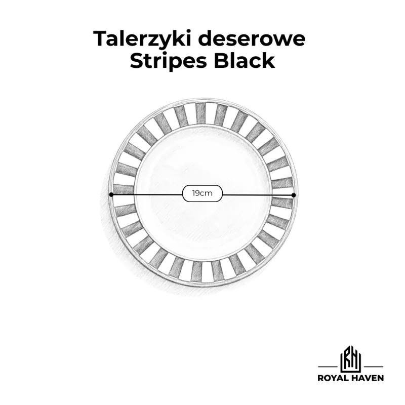 Talerzyki deserowe dla 6 os. Stripes Black