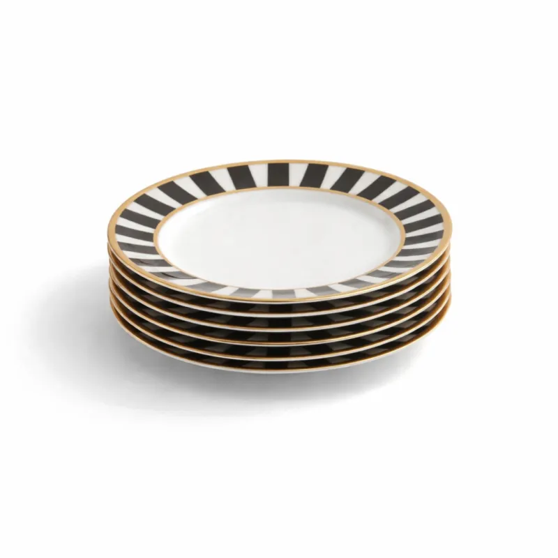 Talerzyki deserowe dla 6 os. Stripes Black