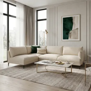 Narożnik modułowy FENIX 3-osobowy kremowy boucle lewy/prawy - do spania okazjonalnego, nowoczesny do salonu