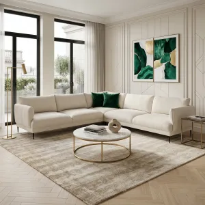 Narożnik modułowy FENIX 4-osobowy kremowy boucle lewy/prawy - do spania okazjonalnego, nowoczesny do salonu