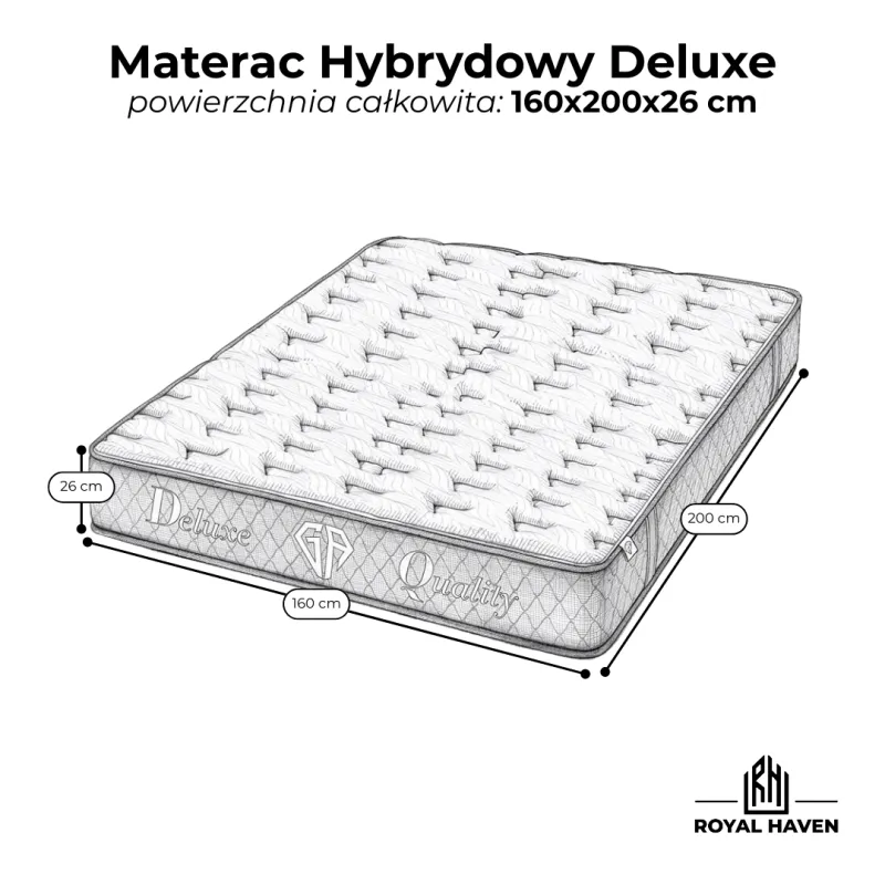Materac Hybrydowy 160x200 H3 GA DELUXE Biały