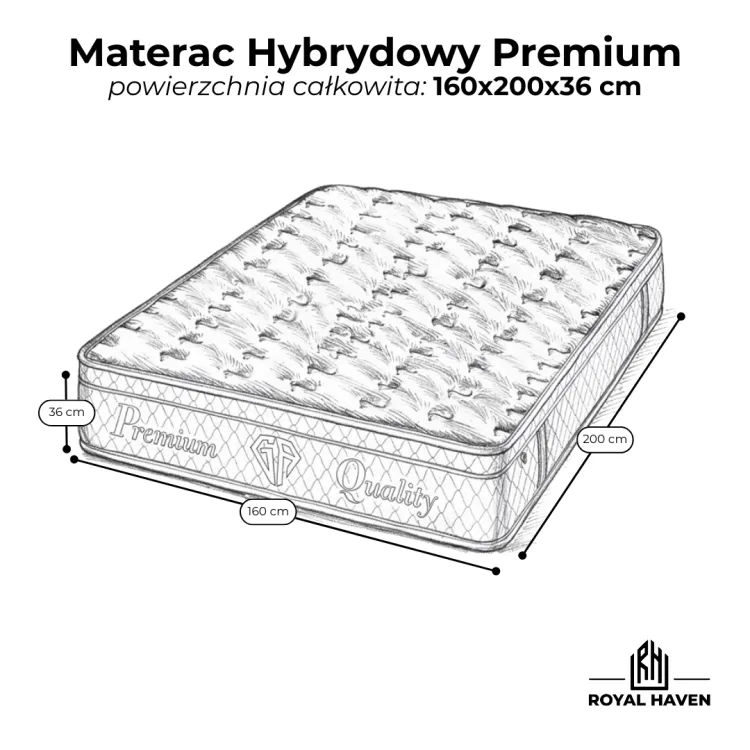 Materac Hybrydowy 160x200H4 GA PREMIUM Biały