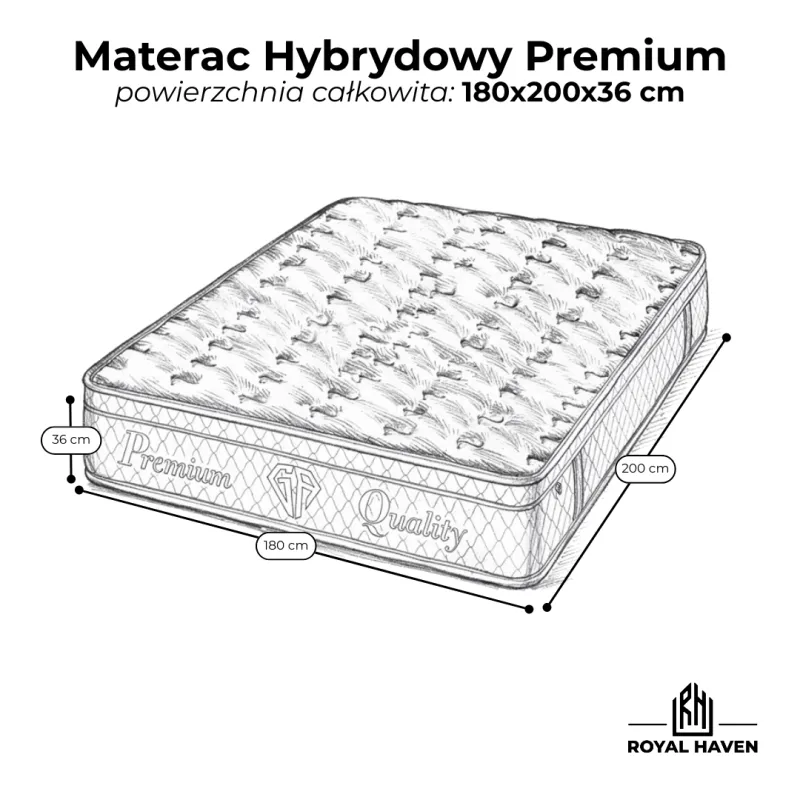 Materac Hybrydowy 180x200 H4 GA PREMIUM Biały