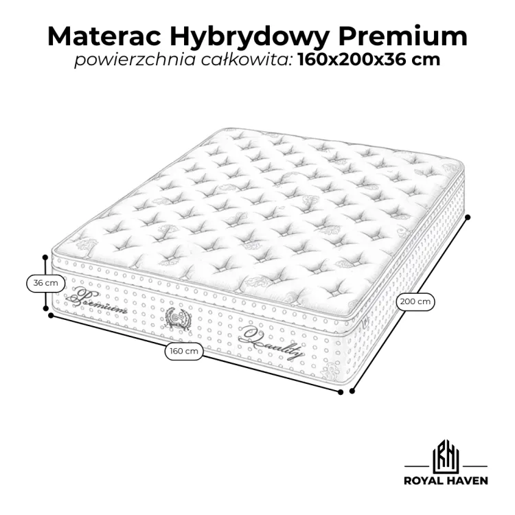 Materac Hybrydowy 160x200 H4 GR PREMIUM