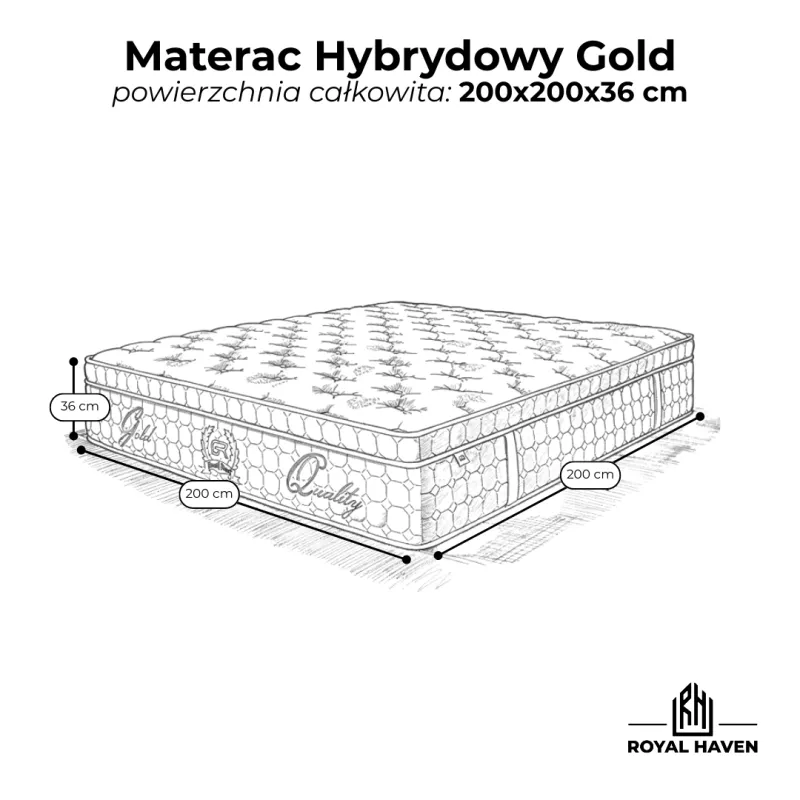Materac Hybrydowy 200x200 H3 GA GOLD