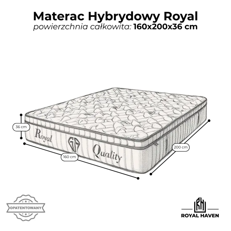 Materac Hybrydowy 160x200 H3 ROYAL