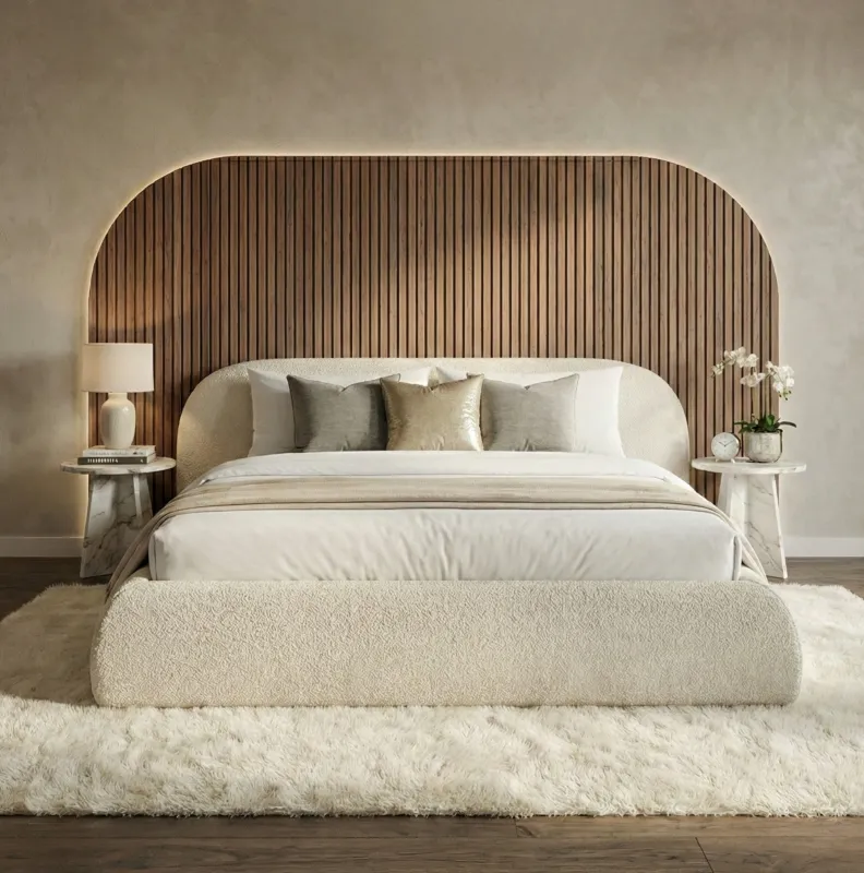 Łóżko tapicerowane beżowe 120x200 ATLANTA ze stelażem i pojemnikiem