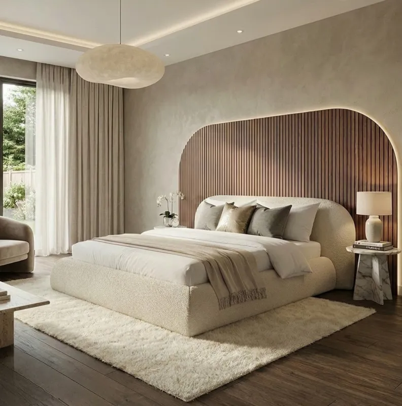 Łóżko tapicerowane beżowe 120x200 ATLANTA ze stelażem i pojemnikiem