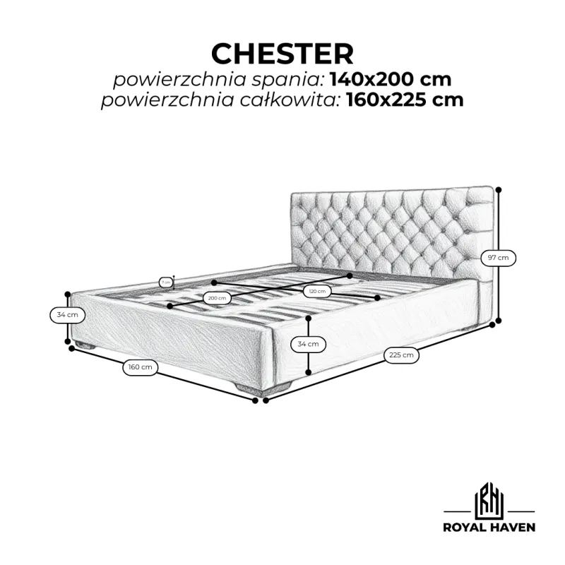 Łóżko tapicerowane CHESTER