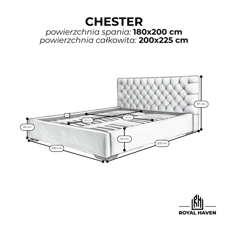 Łóżko tapicerowane karmelowe 180x200 CHESTER