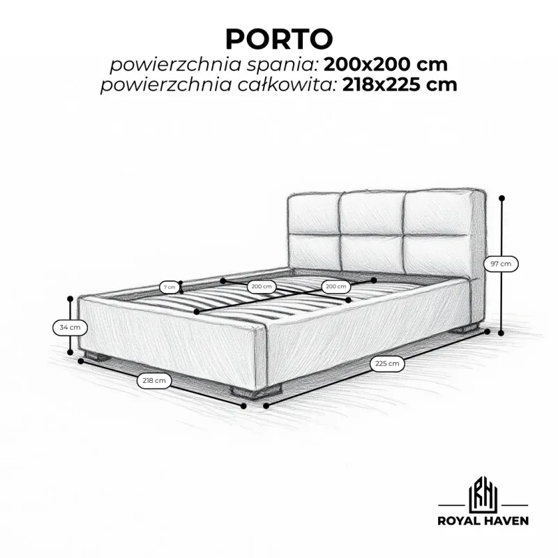 Łóżko tapicerowane 200x200 PORTO zielone z pojemnikiem i stelażem