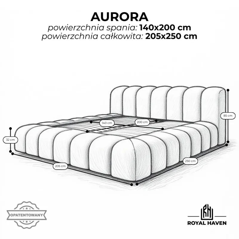 Łóżko tapicerowane beżowe 140x200 AURORA