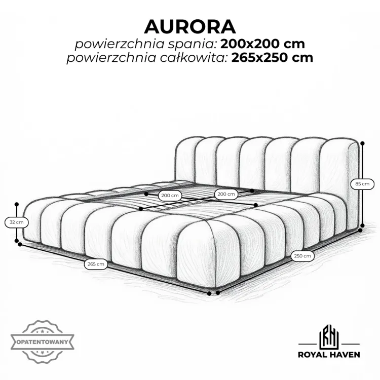 Łóżko tapicerowane beżowe 200x200 AURORA