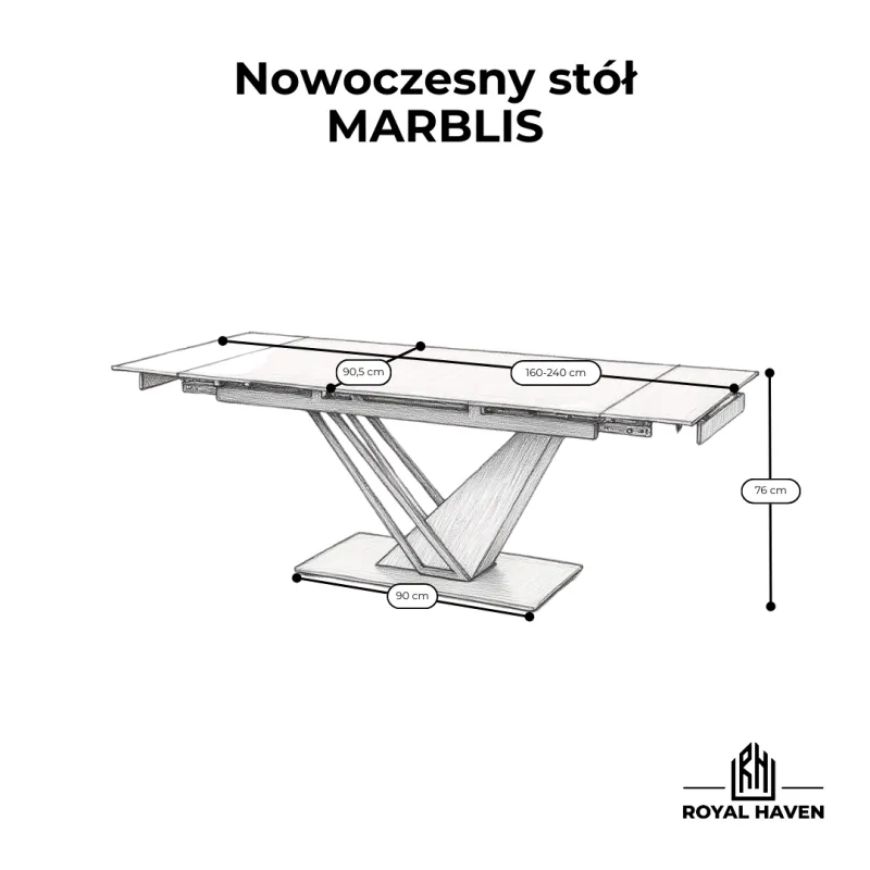 Nowoczesny stół rozkładany prostokątny MARBLIS