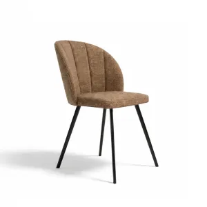 Krzesło tapicerowane TIVO brązowe szenil drewno metal nowoczesne